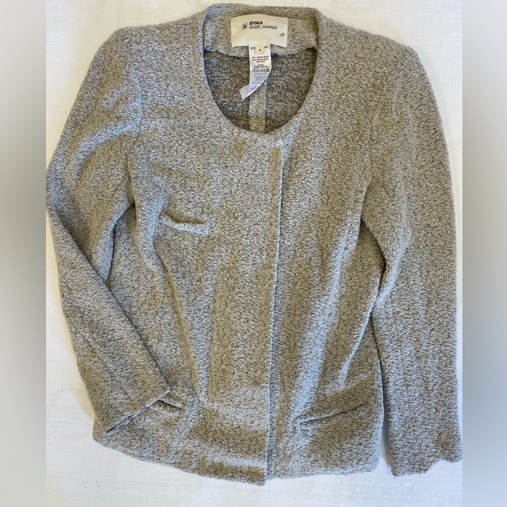 ISABEL MARANT ETOILE Tri-Blend Boucle Hidden Snap‎ Closure Cropped Jacket Size 3